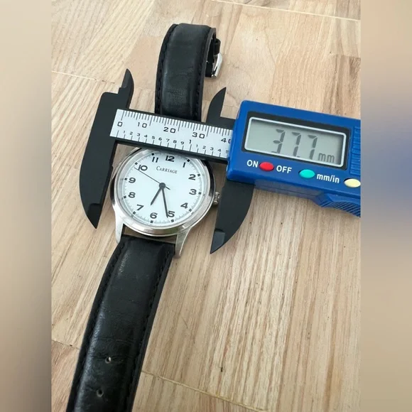 Carriage by Timex men’s silver tone black leather dress watch NEW BATTERY - Picture 7 of 9